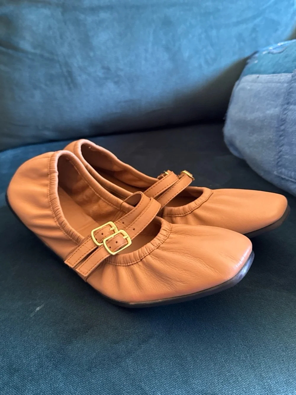 Free People Tan leather ballet flats